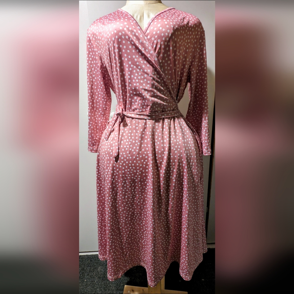Pink polka dot wrap dress - size XL BN